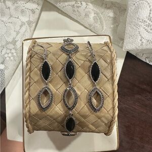 Judith Jack Black and Silver Onyx with Marcasites Earrings & Bracelet set